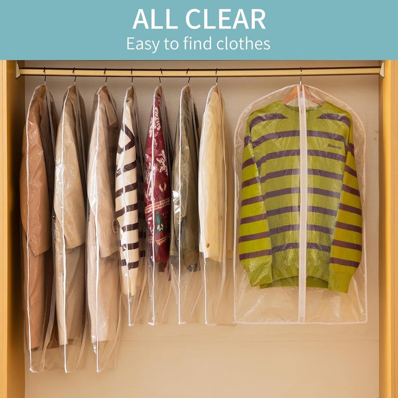 Perber All Clear Garment Bags for Hanging Clothes, 40" Suit Bags for Closet Storage, Plastic Dustproof Suit Cover Bags, Clothes Protectors Bag with zipper for Coats, Jackets, Shirts（10 Packs） - Image 3